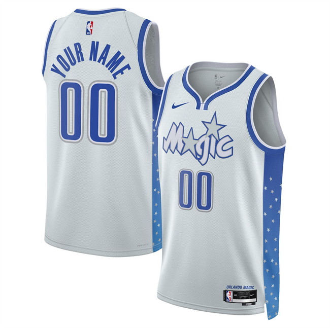 Men's Orlando Magic Active Player Custom Silver 2025/26 City Edition Stitched Basketball Jersey